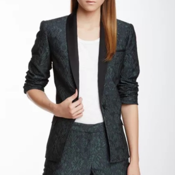 NWT Elizabeth and James Blazer Jacket New Dixie Dark Emerald Green Black Size 10 - Picture 3 of 7